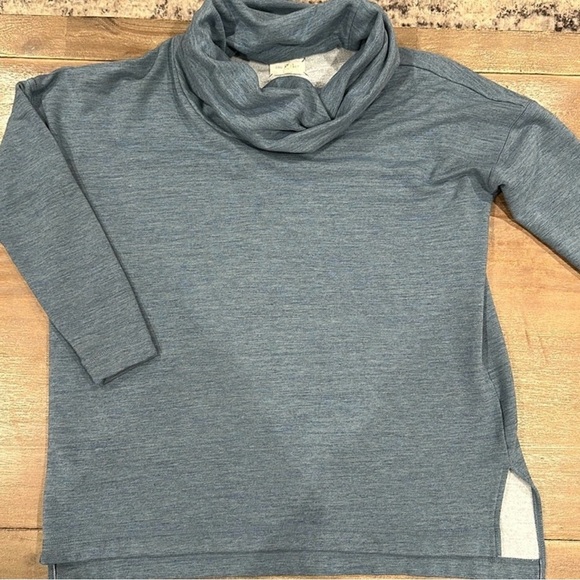 Lou & Grey Heathered Blue Cowl Neck Top - Picture 1 of 8